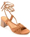 Journee Signature Women's Railee Braided Block Heel Sandals In Cognac
