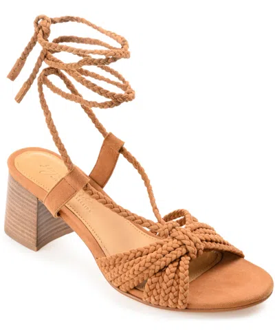 JOURNEE SIGNATURE WOMEN'S RAILEE BRAIDED BLOCK HEEL SANDALS