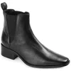 Journee Signature Womens Genuine Leather Brooklee Square Toe Stacked Chelsea Booties In Black