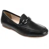 Journee Signature Womens Genuine Leather Giia Loafer Round Toe Slip On Flats In Black