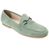 Journee Signature Womens Genuine Leather Giia Loafer Round Toe Slip On Flats In Green