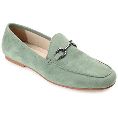 Journee Signature Womens Genuine Leather Giia Loafer Round Toe Slip On Flats In Green