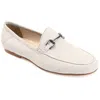 Journee Signature Womens Genuine Leather Giia Loafer Round Toe Slip On Flats In Grey