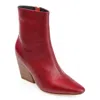 Journee Signature Womens Genuine Leather Hydra Almond Toe Stacked Ankle Booties In Red