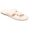 Journee Signature Womens Genuine Leather Kanndice Slip On Slide Sandals In Beige