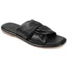 Journee Signature Womens Genuine Leather Kanndice Slip On Slide Sandals In Black