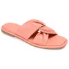 Journee Signature Womens Genuine Leather Kanndice Slip On Slide Sandals In Grey
