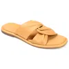 Journee Signature Womens Genuine Leather Kanndice Slip On Slide Sandals In Multi