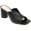Journee Signature Womens Genuine Leather Karah Slip On Block Heel Open Square Toe Sandals In Black