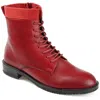 Journee Signature Womens Genuine Leather Natara Round Toe Stacked Combat Booties In Red