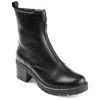 Journee Signature Womens Genuine Leather Norrah Round Toe Stacked Combat Booties In Black
