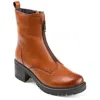 Journee Signature Womens Genuine Leather Norrah Round Toe Stacked Combat Booties In Green