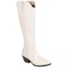 Journee Signature Womens Genuine Leather Pryse Almond Toe Pull On Knee High Boots In Beige