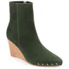 Journee Signature Womens Genuine Leather Reeya Almond Toe Wedge Ankle Booties In Green