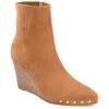 Journee Signature Womens Genuine Leather Reeya Almond Toe Wedge Ankle Booties In Multi