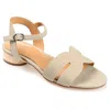Journee Signature Womens Genuine Leather Starlee Buckle Ankle Strap Sandals In Grey