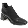 JOURNEE SIGNATURE WOMENS GENUINE LEATHER STYLLA SQUARE TOE STACKED ANKLE BOOTIES