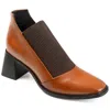 Journee Signature Womens Genuine Leather Stylla Square Toe Stacked Ankle Booties In Green