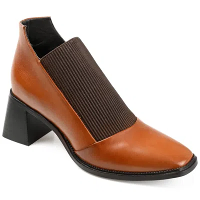 Journee Signature Womens Genuine Leather Stylla Square Toe Stacked Ankle Booties In Green