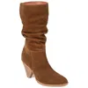 Journee Signature Womens Genuine Leather Syrinn Almond Toe Inside Zip Mid Calf Boots In Multi