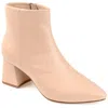 Journee Signature Womens Genuine Leather Tabbie Almond Toe Block Heel Ankle Booties In Brown