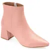 Journee Signature Womens Genuine Leather Tabbie Almond Toe Block Heel Ankle Booties In Gold