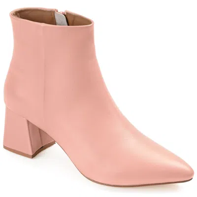 Journee Signature Womens Genuine Leather Tabbie Almond Toe Block Heel Ankle Booties In Gold