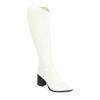 Journee Signature Womens Laila Stacked Heel Dress Boots In White