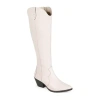 Journee Signature Womens Pryse Block Heel Dress Boots In White