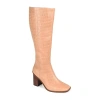 Journee Signature Womens Tamori Stacked Heel Dress Boots In Neutral