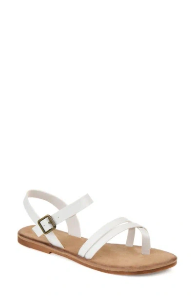 Journee Vasek Strappy Flat Sandal In White
