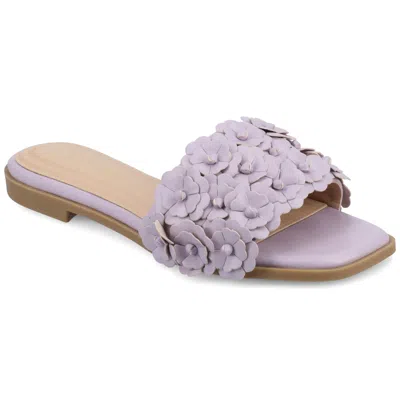 Journee Women & Apos;s Azalea Embellished Floral Flat In Purple