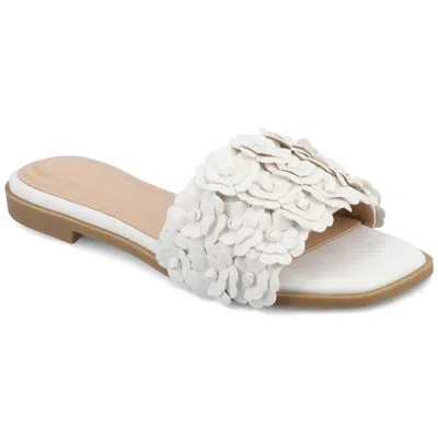 Journee Women & Apos;s Azalea Embellished Floral Flat In White