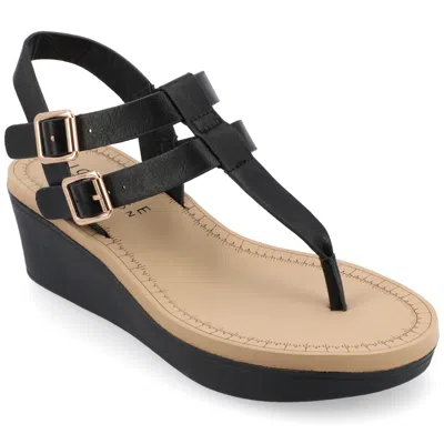 Journee Women & Apos;s Bianca Medium And Wide Width Wedge Sandals In Black