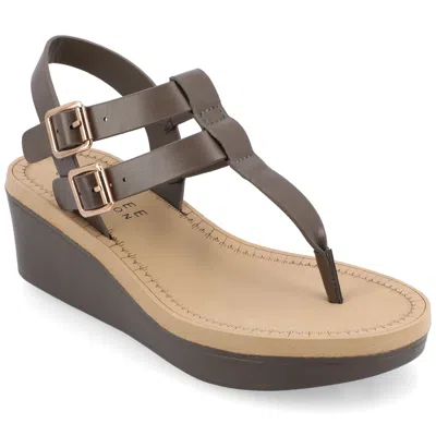 Journee Women & Apos;s Bianca Medium And Wide Width Wedge Sandals In Multi