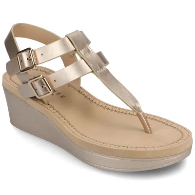 Journee Women & Apos;s Bianca Medium And Wide Width Wedge Sandals In Brown