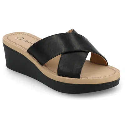 Journee Women & Apos;s Biara Platform Wedge Sandals In Black