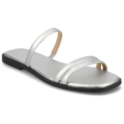 Journee Women & Apos;s Brisa Flat Sandals In Silver