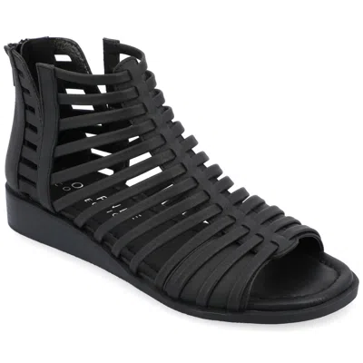 Journee Women & Apos;s Delilah Medium And Wide Width Sliver Wedge Sandals In Animal Print