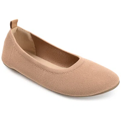 Journee Women & Apos;s Jersie Medium And Wide Width Foldable Dress Flats In Brown