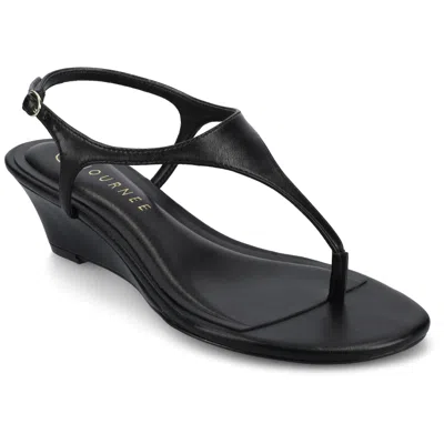 Journee Kathryn Wedge Sandal In Black