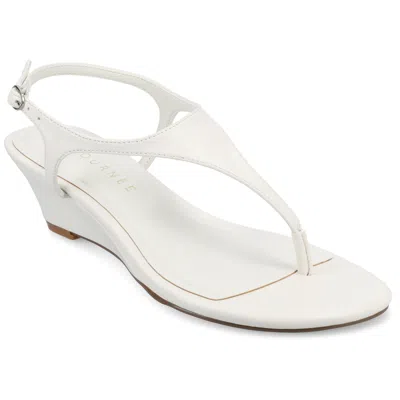 Journee Kathryn Wedge Sandal In White