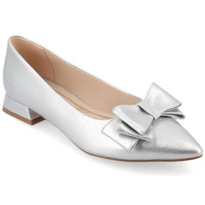 Journee Women & Apos;s Ophelia Medium And Wide Width Dress Flats In Silver