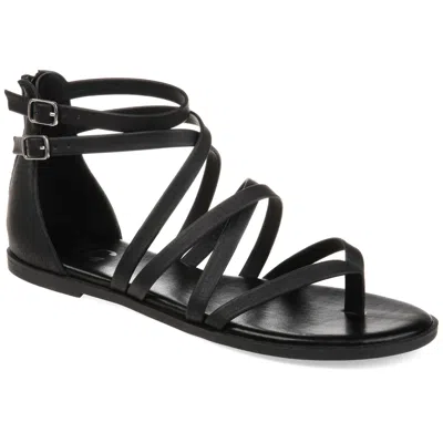 Journee Women & Apos;s Zailie Medium And Wide Width Flat Sandals In Black