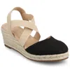 Journee Women's Ashlee Medium And Wide Width Espadrille Wedge Sandals In Black