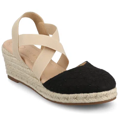 Journee Women's Ashlee Medium And Wide Width Espadrille Wedge Sandals In Black