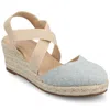 Journee Women's Ashlee Medium And Wide Width Espadrille Wedge Sandals In Blue