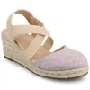 Journee Women's Ashlee Medium And Wide Width Espadrille Wedge Sandals In Blue
