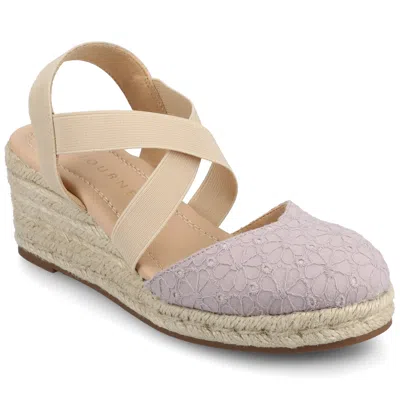 Journee Women's Ashlee Medium And Wide Width Espadrille Wedge Sandals In Blue