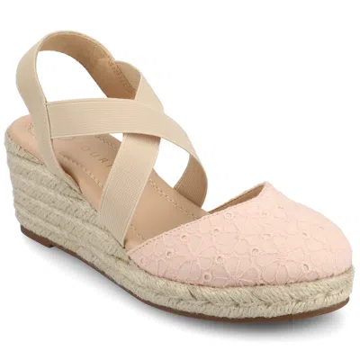 Journee Women's Ashlee Medium And Wide Width Espadrille Wedge Sandals In Pink